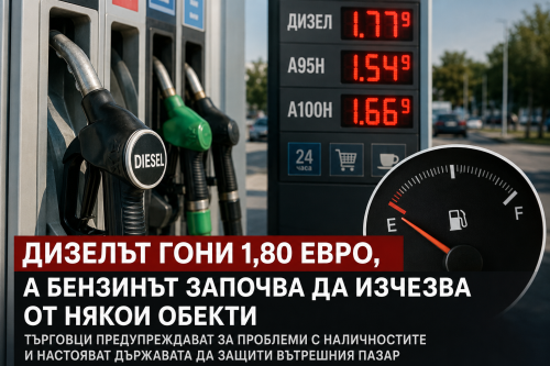 Дизелът гони 1,80 евро за литър, а търговци предупреждават за недостиг на бензин