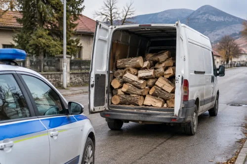 Полицаи във Вълчедръм спряха бус с 3 кубика дърва без билет