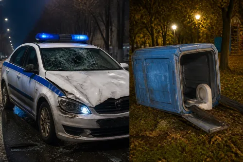 Мъж потроши полицейска кола в Монтана и обърна тоалетна в парка