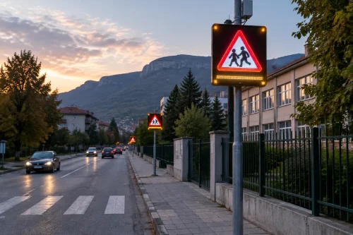 Мотоклубът в Монтана постави шест LED знака „Внимание деца!“