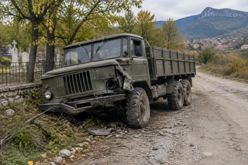 Нерегистриран „ГАЗ-66“ катастрофира край Замфирово