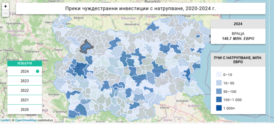 Чуждите инвестиции в Северозапада: Враца излиза напред със 148 млн. евро, но рискът остава