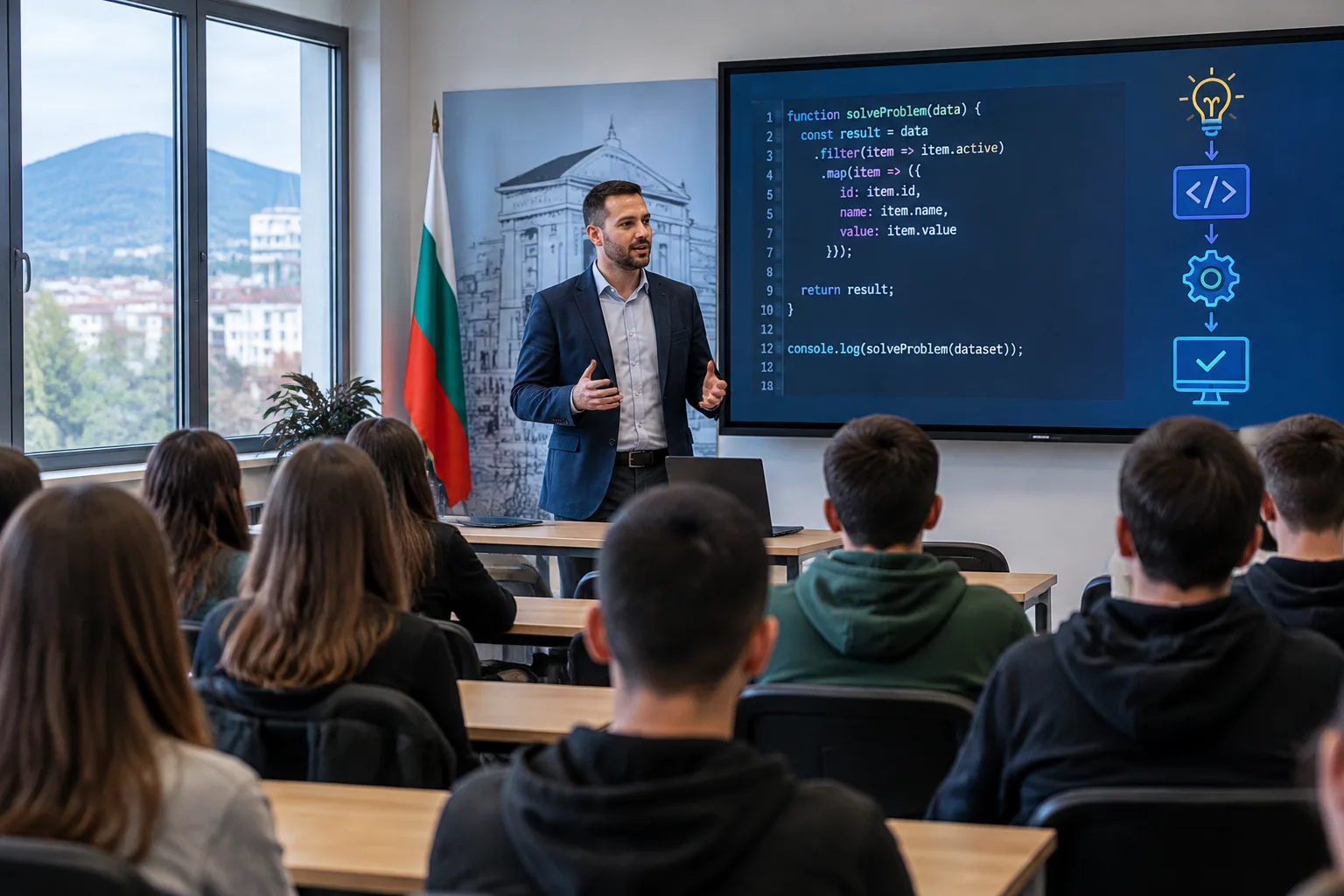 Тихомир Кръстев предизвика ученици в Мездра да решават проблеми с код