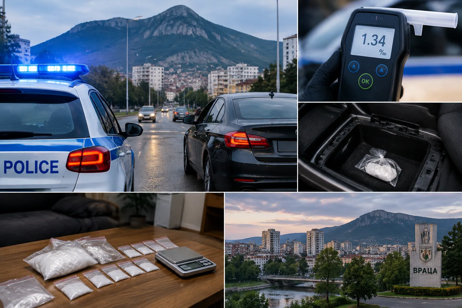 Полицията във Враца задържа шофьор с 1,34 промила и кокаин