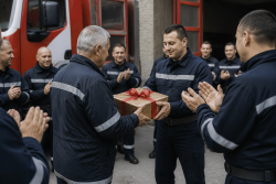 Пожарникари от Враца изпратиха Илия Божинов в пенсия