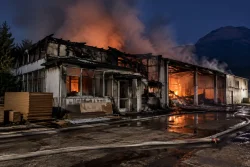 Пожар изпепели част от мебелна фабрика в Бързия